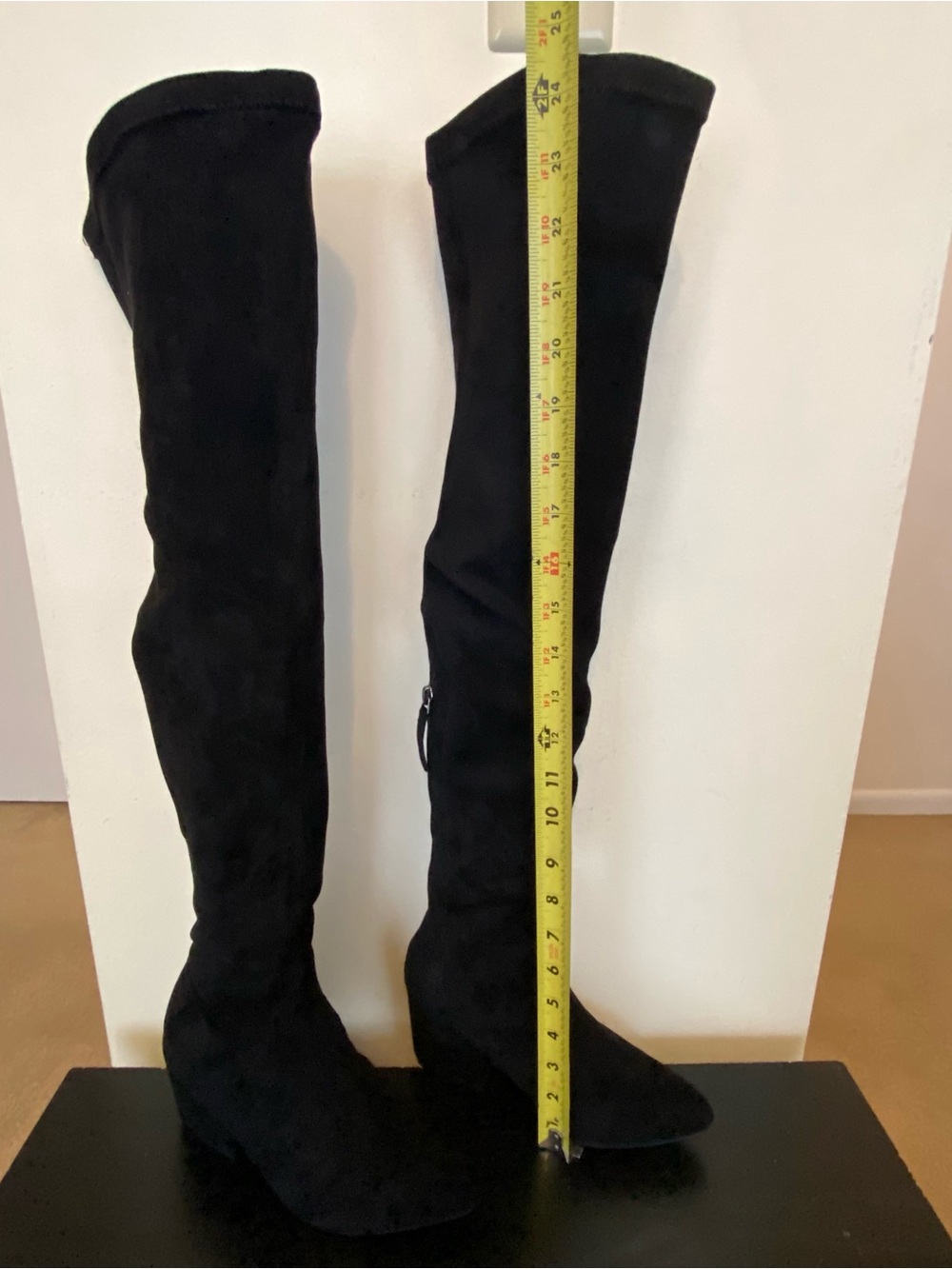 Womens Over The Knee Stretch Thigh High Black Suede Boots EUR Size 35 Size 5 - Picture 12 of 12